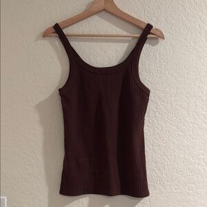 Reformation. Brown Ribbed Fitted Tank and Pant Set. S.